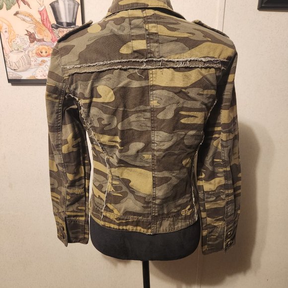 Green Camo Angel Kiss Woman's Jacket With Pockets Size M - Picture 2 of 2